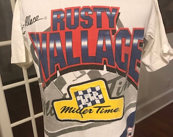 Vintage 1990's NASCAR Rusty Wallace Miller Time #2 T Shirt