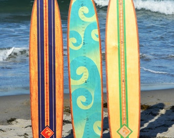 The Longboard Collection / Surfboard Wooden Growth Charts / Kids Wood Height Chart / Baby Shower Gift / Personalized Growth Chart