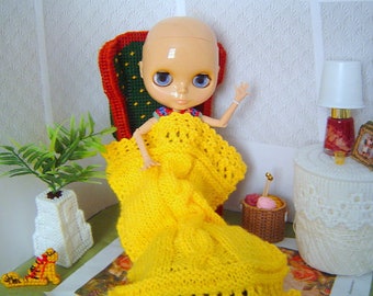Blythe Cable Afghan,1/6 Fashion Dolls,1/4 Doll Throw,Cable Doll Afghan,Doll Blanket,Doll accessory,Fits multiple dolls by CarussHandmade