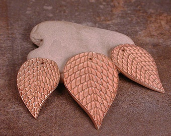 Bronze Metal Clay Leaf Pendant Charms, Unique Bronze Charms, Bronze Leaves, Bronze Focal Bead, Bronze Dangles, Divine Spark Designs, SRA
