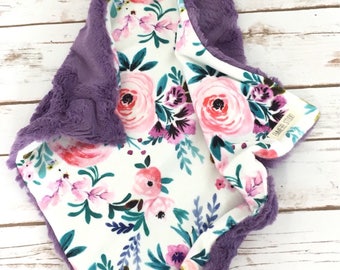 Custom Baby Blanket - Floral Baby Blanket - Stroller Blanket - Purple Baby Blanket - Baby Blanket - Baby Girl Blanket - Pink Baby Blanket