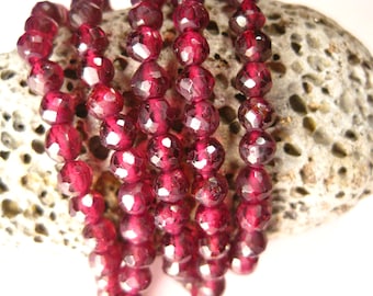 FULL Strand AAA Red Garnet 3-4 mm Faceted ROUNDS, 13 Inches. High Quality. January Birthstone. Wholesale