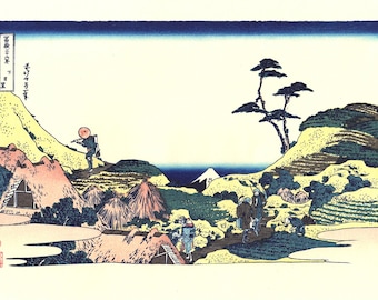 Japanese Ukiyo-e Woodblock print, Katsushika Hokusai, "Below Meguro, from the series Thirty-six Views of Mount Fuji"