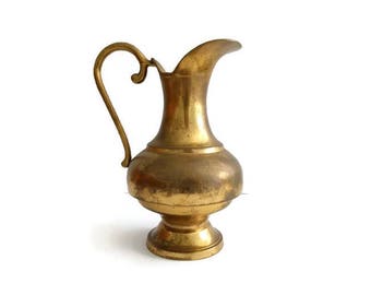 Vintage Brass Pitcher, Small Pitcher, Old Brass