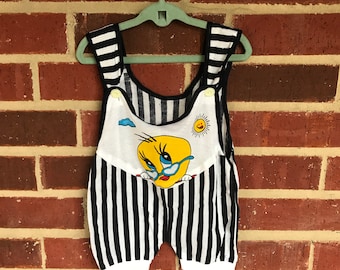 VINTAGE 80's Rare Tweety Bird Romper // Retro // Looney Tunes