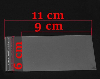 200 stickers bags plastic Transparent 11 x 6 cm