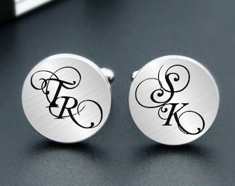 Custom Personalized Monogram Cufflinks Engrave Initial Wedding Engraved Monogram Initial Cufflinks Wedding Personalized Engraved Cuff Links