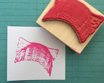 Feminist Knitted Cat Hat Rubber Stamp