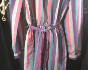 Vintage 1980's Periwinkle Brand Striped Retro Dress