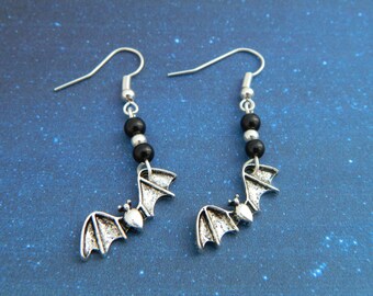 Bat Earrings, Vampire Earrings, Bat Jewellery, Bat Charm, Little Earrings, Vampire Jewelry, Vampire Costume, Halloween, Goth Earrings, Punky