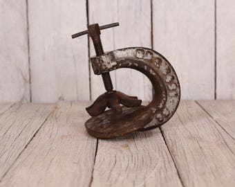 Metal C clamp - Vintage clamp - Clamp press - Vulcaniser tire repair tool - Hand press clamp - Woodworking clamp - Batwing clamp