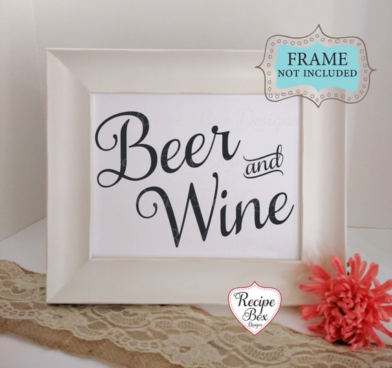 Beer and Wine Bar Drink Sign Rustic Kraft Wedding Signs