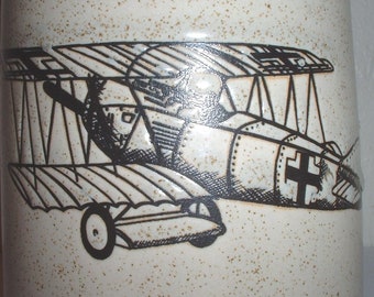 WWI Red Baron von Richtoven Fokker biplane ceramic beer stein/coffee mug