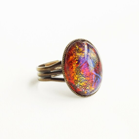 Dragons Breath Opal Ring Vintage Mexican Opal Harlequin Fire