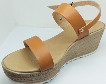Platform sandals from leather
