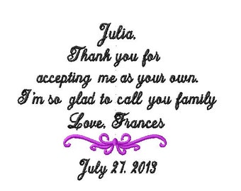 Mother of The Groom Hankie - Thank you for ACCEPTING ME as one of your OWN - Wedding - Hanky - Hankie