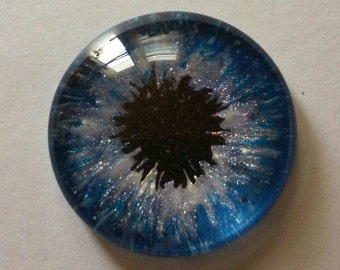 Blue Hand Painted Glass Eye Cabochon 30 mm Round Glass Eye Fantasy Jewelry Supplies Fastasy Steampunk Sci Fi Cosplay Doll Eye
