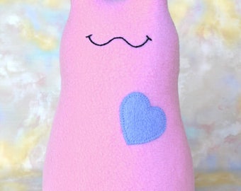 Handmade Slug Stuffed Animal, Lavender Pink, Blue Fleece, Personalized Tag, Plush Kids Baby Toddler Art Toy Doll, Personalized Tag, 12 inch
