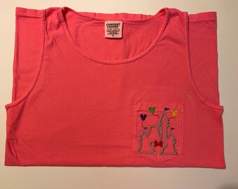 Disney Inspired Castle Comfort Colors Tank with Balloons