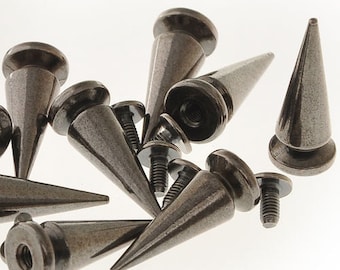 FREE SHIPPING Worldwide LOT Of 25mm Black Cone Bullet Screw back Metal Spikes Studs For Leather crafts