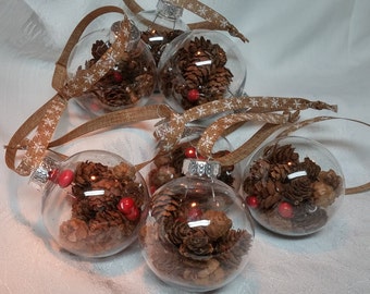 Mini Pinecone Filled Clear Ornament