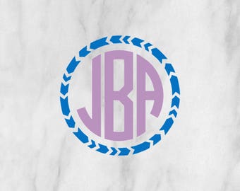 Tribal Circle Monogram Decal / Monogram sticker /laptop monogram / bottle monogram / car monogram / personalized monogram / car decal 3