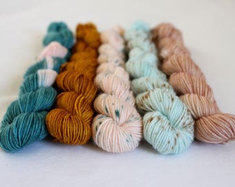 Hatchling Mini-Skein Set - 5 x 20g - 75/25 superwash merino/ nylon sock yarn