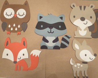 Woodland cutouts, Woodland die cuts, Woodland animal die cuts owl, squirrel, raccoon, fox, fawn