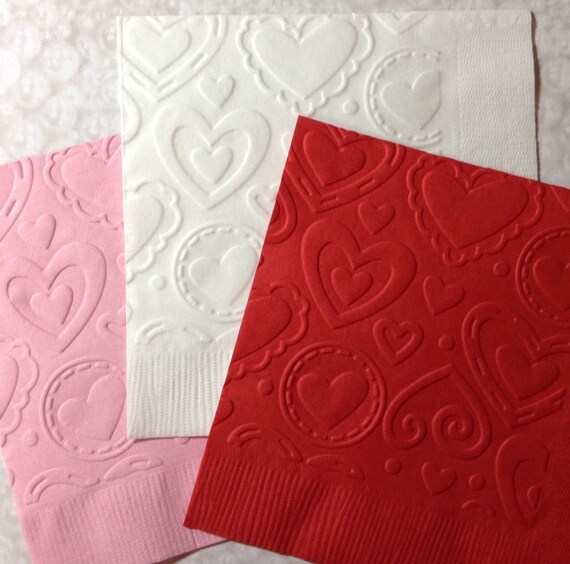 Heart Napkins Embossed Paper Napkin Wedding Anniversary