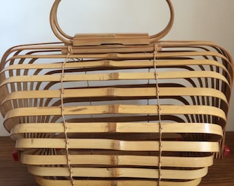 Bamboo basket bag 1940's