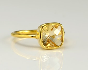 Citrine Ring, November Birthstone Ring, Gold Citrine Ring, Gemstone Ring, Stacking Rings, Citrine Topaz, Citrine Quartz, Gift Idea