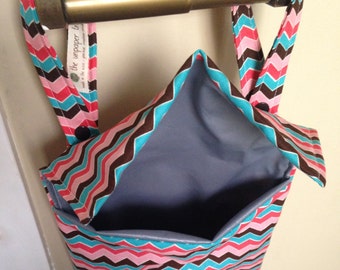 Bathroom Hanging Wetbag - Flap-style custom waterproof bag for cloth wipes, family cloth, mama cloth, cloth pads, CSP, zero waste