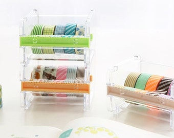 Washi tape dispenser Storage Case / Masking Tape Organizer / Washi Tape Holder/Tape cutter, Stackable washi tape holder