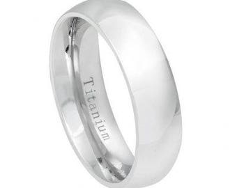 White Titanium Classic Domed Ring – 6mm