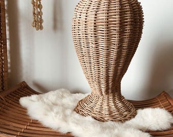Vintage Wicker Mannequin Head Stand