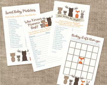 Baby Shower Game Pack Woodland Animals