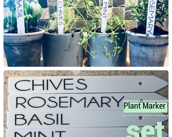 Set of 5 Herb Markers, Plastic Plant Name Stakes, Plant Labels, Gardening Gifts, Herb Labels, Plant Markers