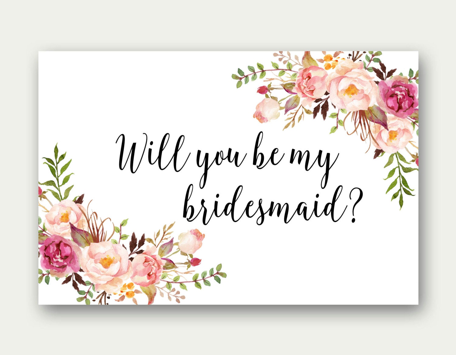 Bridesmaid Card Template Free, Will you be my bridesmaid?