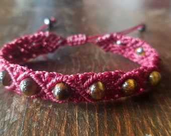 Beautiful Handmade Tigers Eye Bead Macrame Bracelet