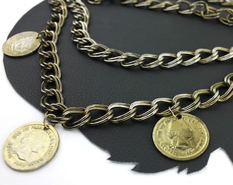 Vintage George Washington Coin Chain Belt - up to 41 inches