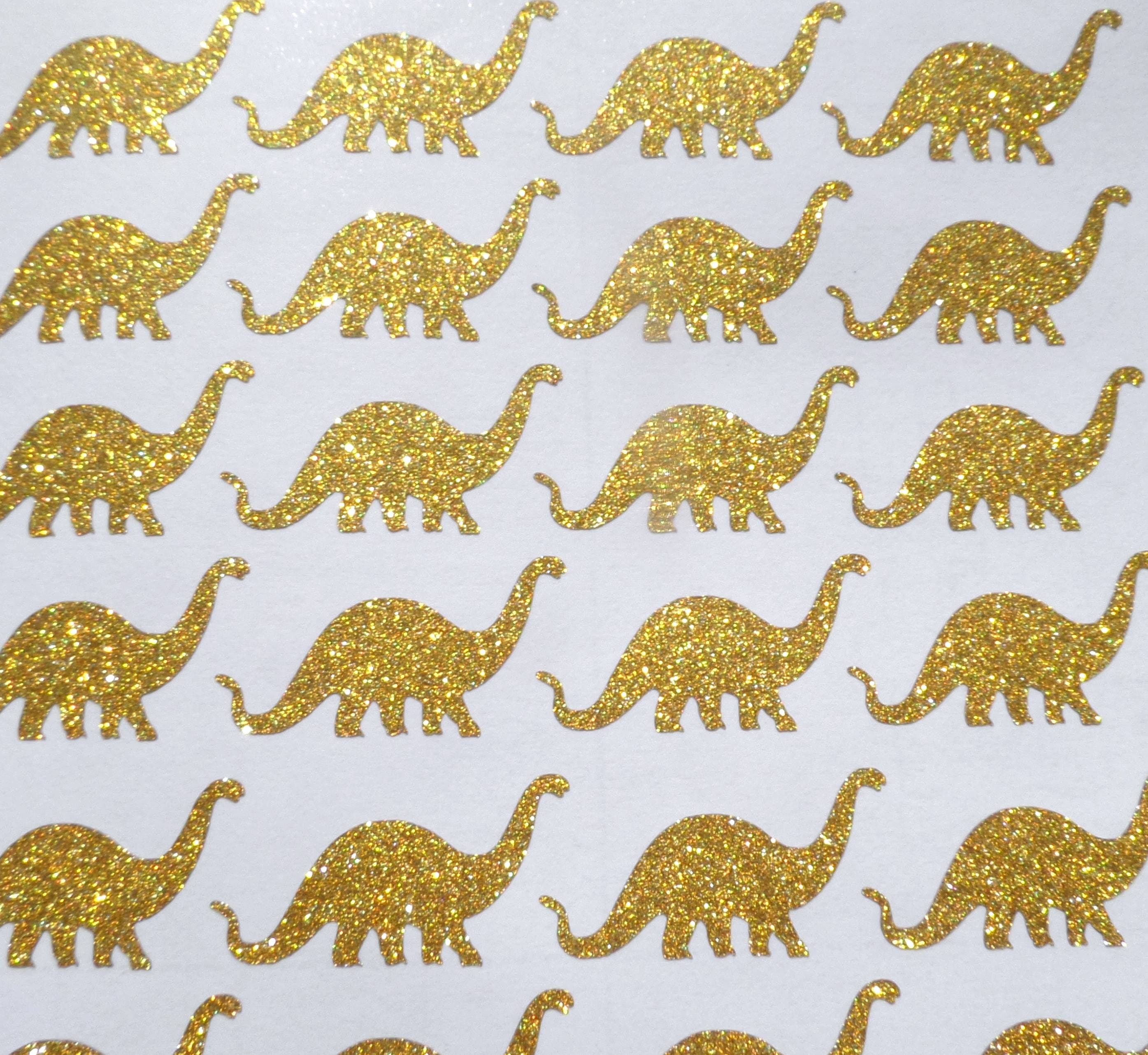 24 tiny glitter Dinosaur stickers purple dinosaur party