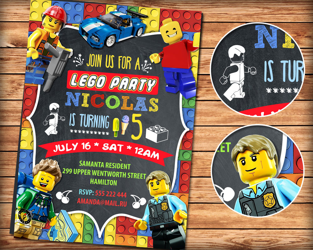 Lego Invitation Lego Birthday Invitation Lego Party Lego