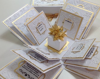 Exploding 50th GOLDEN Wedding Anniversary Box Card