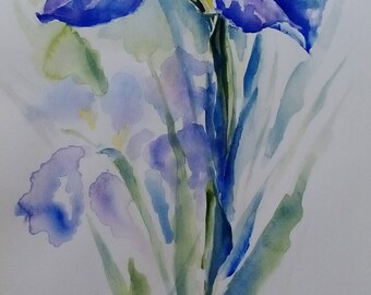 Original painting with watercolor by Iris-Original painting Watercolour Iris