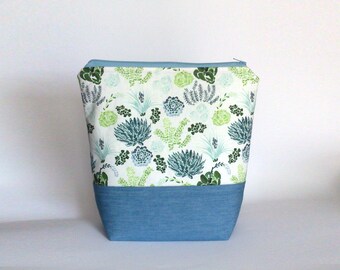 Small Knitting Project Bag, Plants Project Bag, Crafter Project Bag, Sock Knitting Bag, Succulents Project Bag