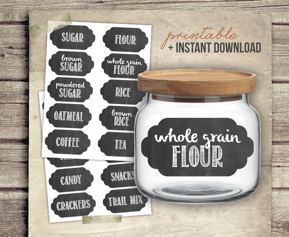 Printable Chalkboard Kitchen Labels - Set 20 Digital Pantry Food Labels for Kitchen - diy Printable Container Labels - INSTANT DOWNLOAD PDF Printable Chalkboard Kitchen Labels - Set 20 Digital Pantry Food Labels for Kitchen - diy Printable Container Labels - INSTANT DOWNLOAD PDF