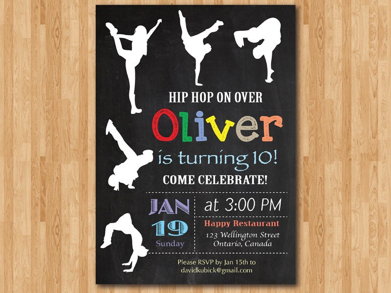 Hip Hop Birthday Invitation. Chalkboard Birthday Party