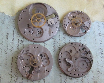 Vintage Antique Watch movements parts Steampunk - Scrapbooking r88