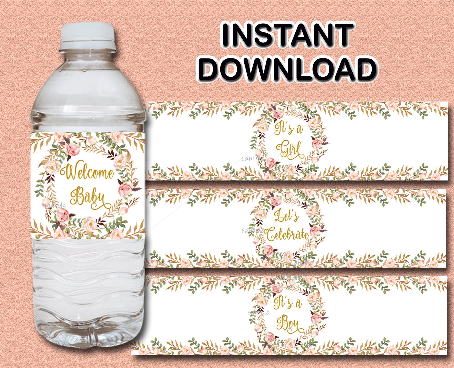 floral-baby-shower-water-bottle-labels-printable-peach-pink