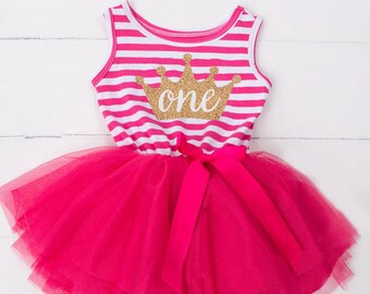Hot Pink Striped Tutu Dress